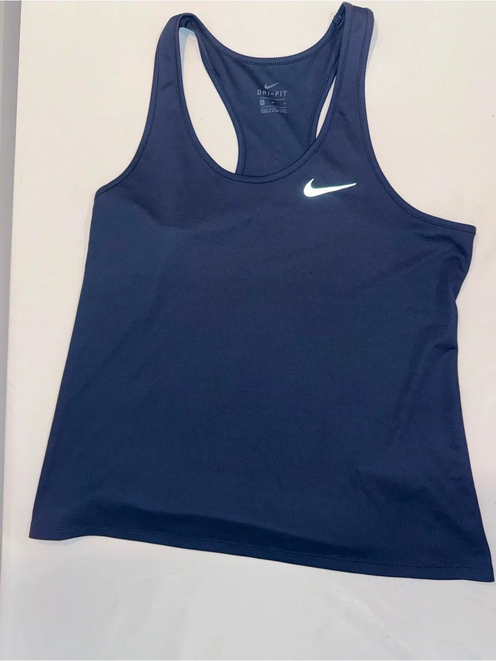 Nike Dri-Fit Logo Women's Navy Blue Racerback Athletic Tank Top Size Medium
